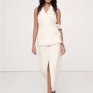 Banana Republic Cream Linen Wrap Dress
